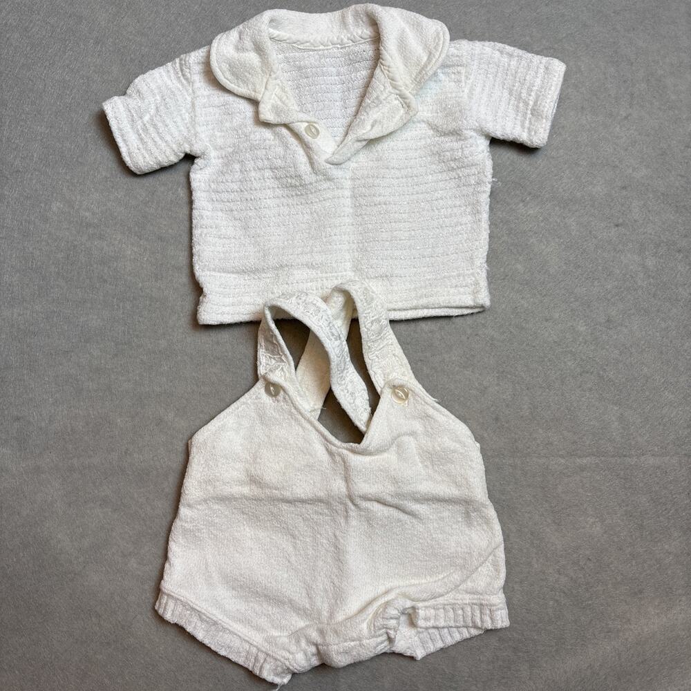 Vintage 1950’s White Jumper And Knit‎ Shirt Lace Embroidery Babtism Blessing